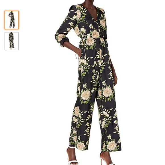 NWT BCBGMAXAZRIA Long Sleeve V-Neck Jumpsuit - Picture 9 of 11